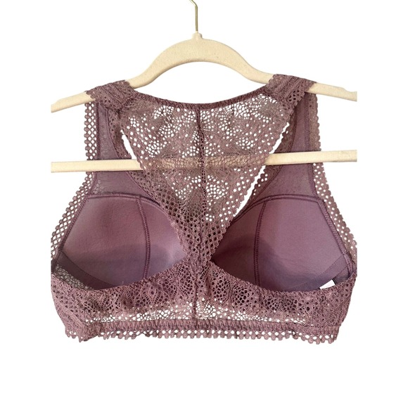 Victoria's Secret Lace Bralette Racerback Padded Bra Purple Small - Picture 2 of 5
